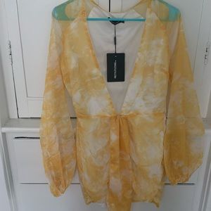 PRETTYLITTLETHING CHARTREUSE BODYCON, New w TAGS